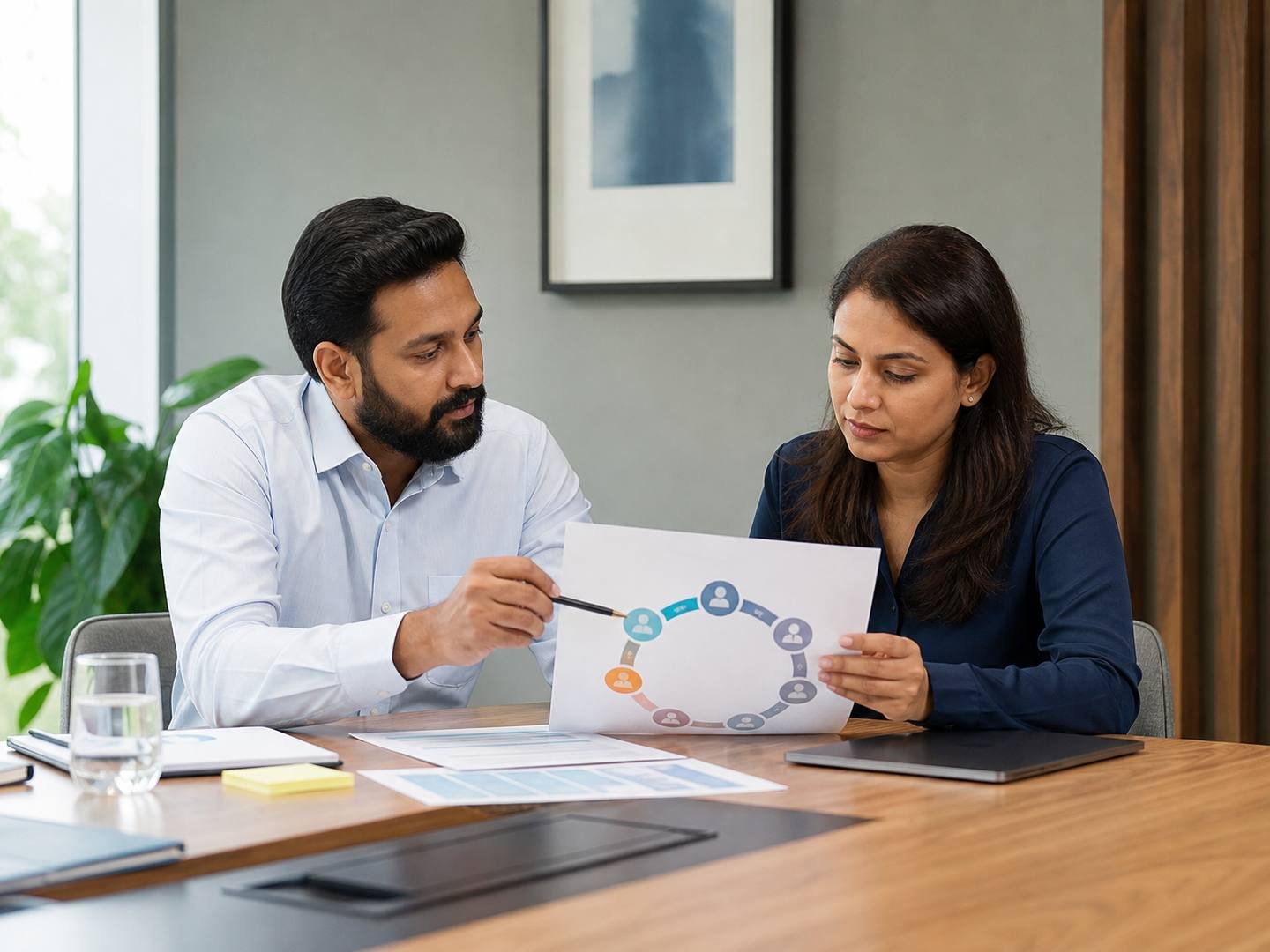 Indian HR professionals reviewing a representative employee lifecycle plan.